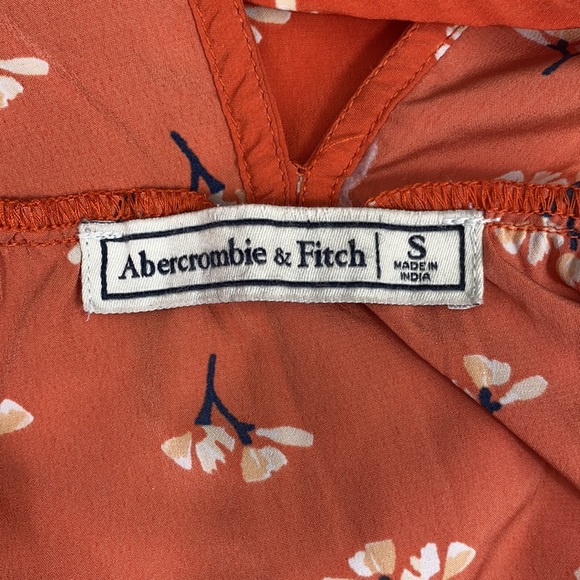 Abercrombie Orange Floral Print Cold Shoulder Blouse - Picture 11 of 16